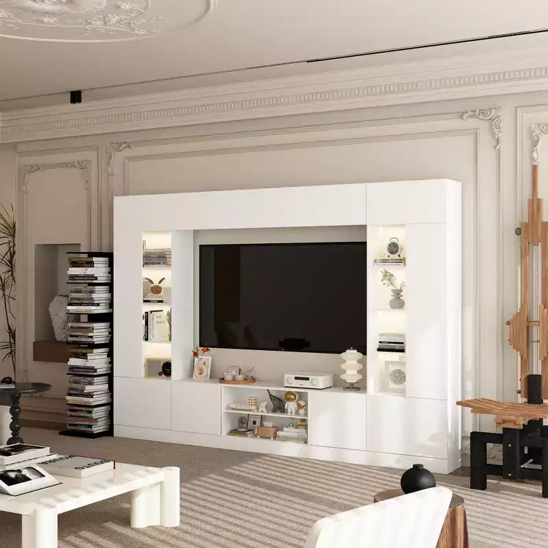 Gran centro de entretenimiento Famapy - Centro de entretenimiento de TV todo incluido: Esencial para una sala de estar estética y práctica