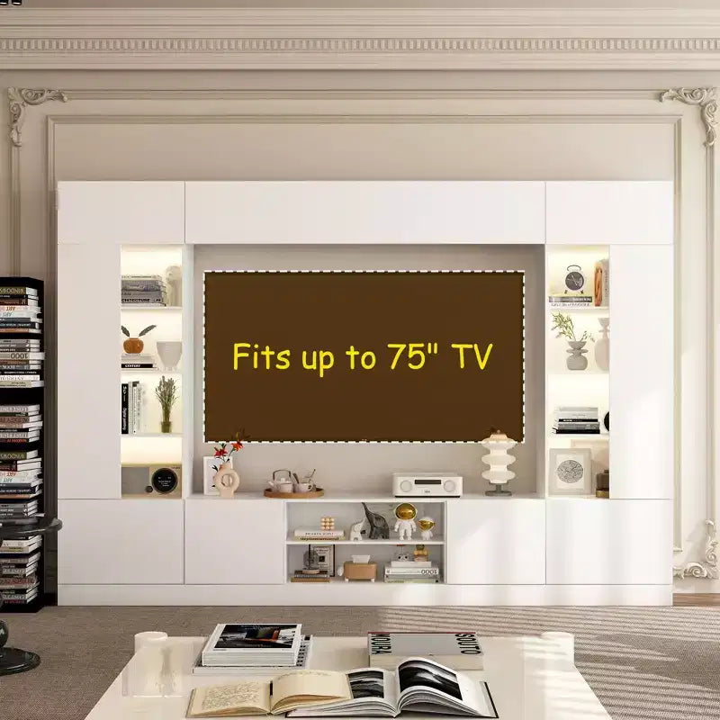 Gran centro de entretenimiento Famapy - Centro de entretenimiento de TV todo incluido: Esencial para una sala de estar estética y práctica