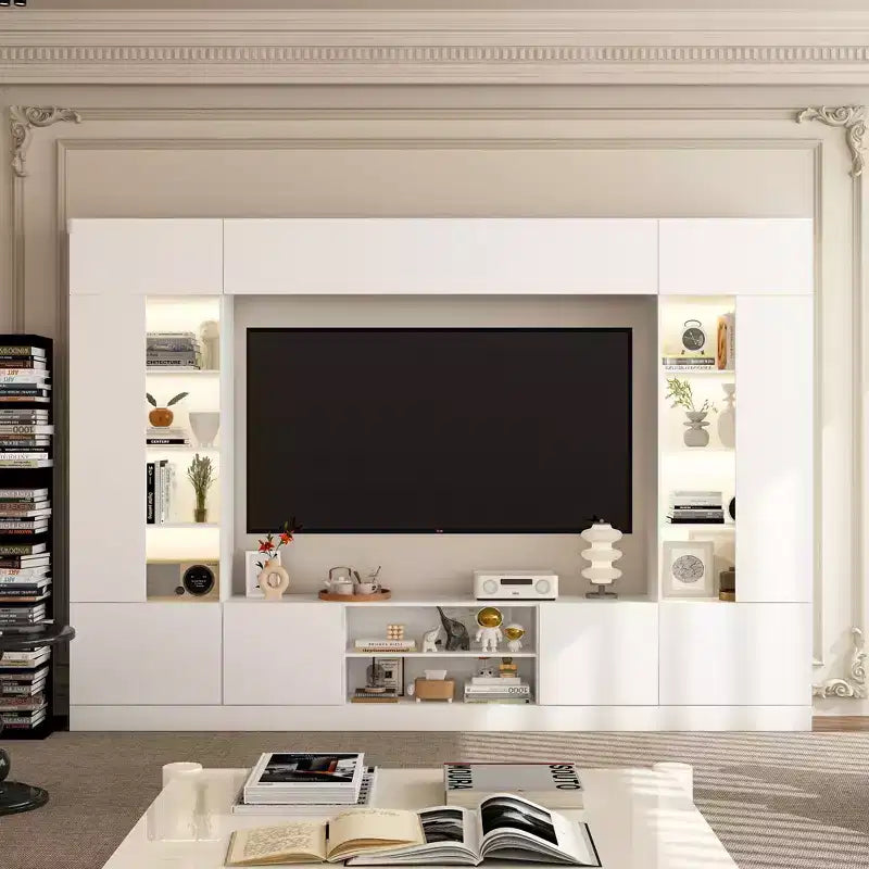 Gran centro de entretenimiento Famapy - Centro de entretenimiento de TV todo incluido: Esencial para una sala de estar estética y práctica