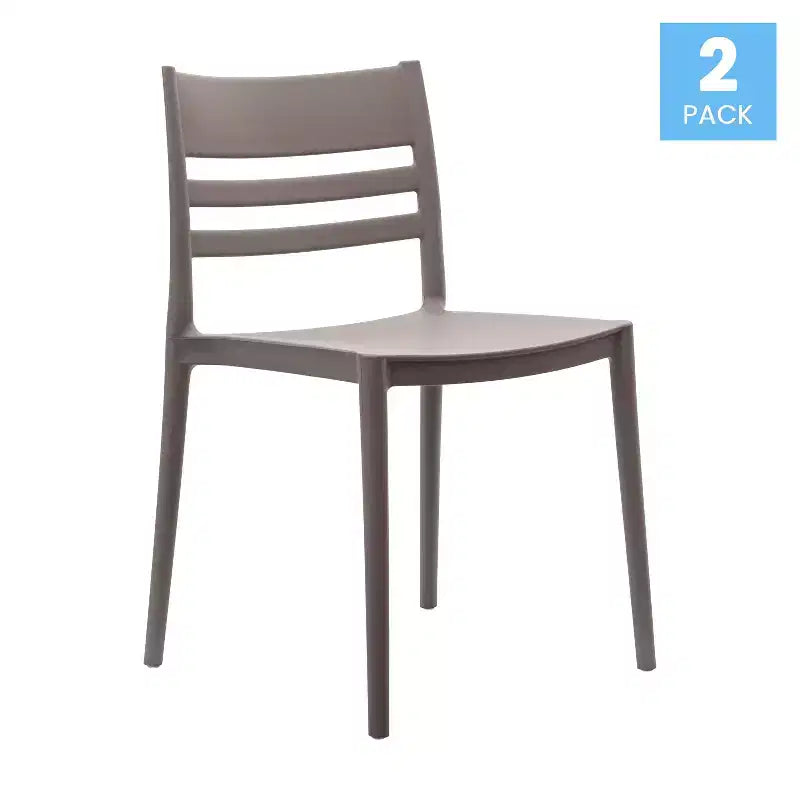 Flash Furniture Bridgeport - Juego de 2 sillas apilables para patio, para interior y exterior, con respaldo de listones, silla de resina comercial para todo tipo de clima