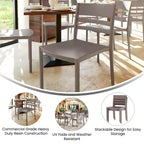 Flash Furniture Bridgeport - Juego de 2 sillas apilables para patio, para interior y exterior, con respaldo de listones, silla de resina comercial para todo tipo de clima