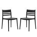 Flash Furniture Bridgeport - Juego de 2 sillas apilables para patio, para interior y exterior, con respaldo de listones, silla de resina comercial para todo tipo de clima