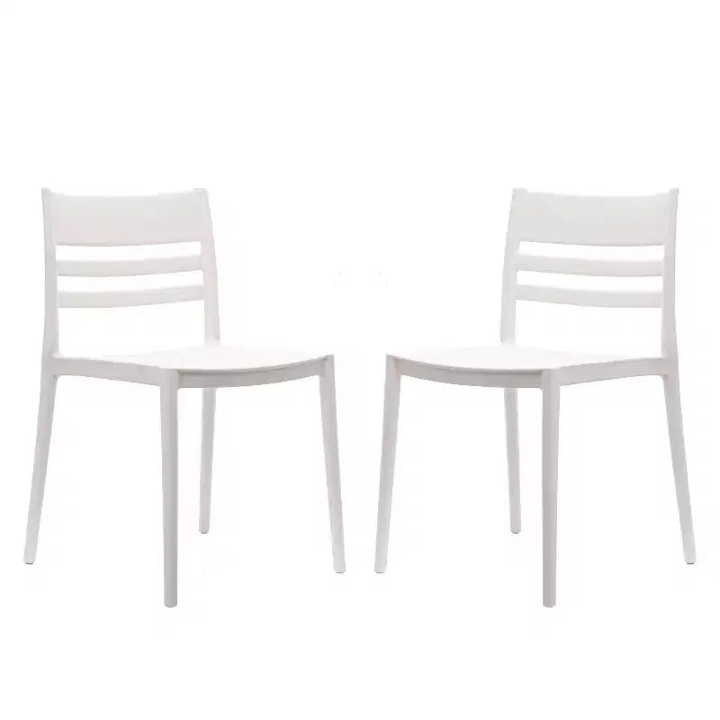 Flash Furniture Bridgeport - Juego de 2 sillas apilables para patio, para interior y exterior, con respaldo de listones, silla de resina comercial para todo tipo de clima