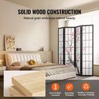 Divisor de ambientes VEVOR, biombo japonés de 4 paneles, pantalla plegable de madera para privacidad en interiores, divisores de decoración portátiles marrón+blanco