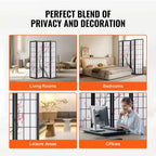 Divisor de ambientes VEVOR, biombo japonés de 4 paneles, pantalla plegable de madera para privacidad en interiores, divisores de decoración portátiles marrón+blanco