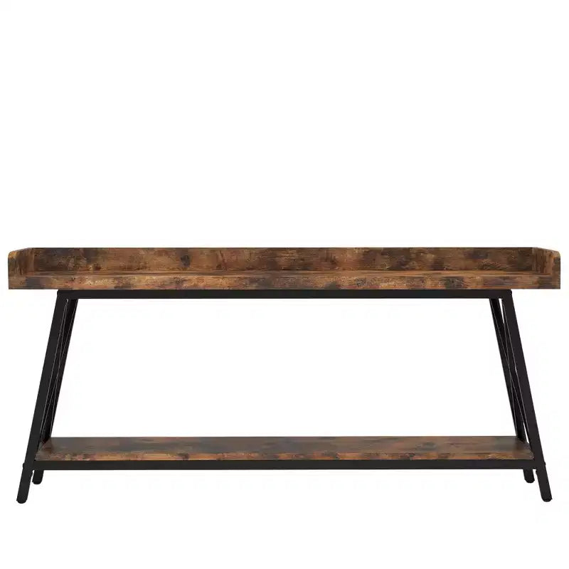 MAYEERTY Mesa de sofá estrecha rústica de 70.9 pulgadas, estructura de metal resistente, decoración del hogar