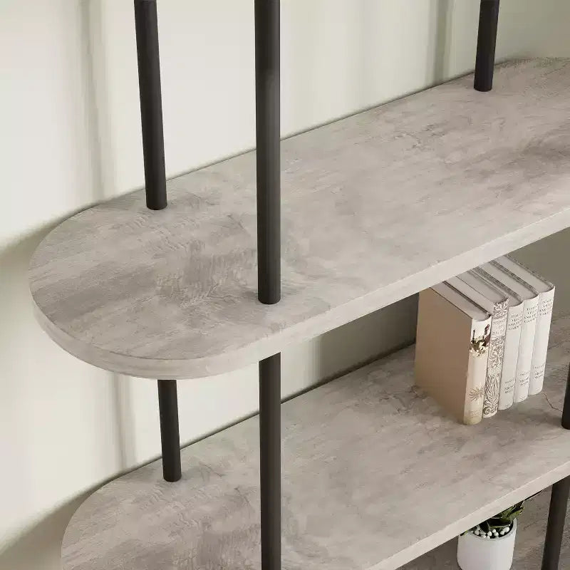 Estantería de 5 niveles, librería arqueada de 71 pulgadas de alto, marco de metal, estante de exhibición independiente, para dormitorio, sala de estar