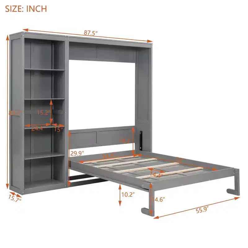 Cama de pared con estantes Whisen Murphy Bed