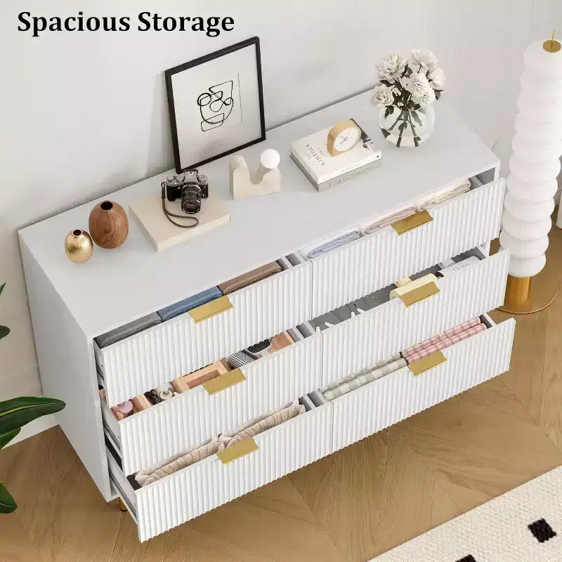Cómoda para Dormitorio, Cómoda de 6 Cajones, Cómoda Moderna, Organizador de Cajones de Madera para Dormitorio, Sala de Estar, Pasillo, Entrada