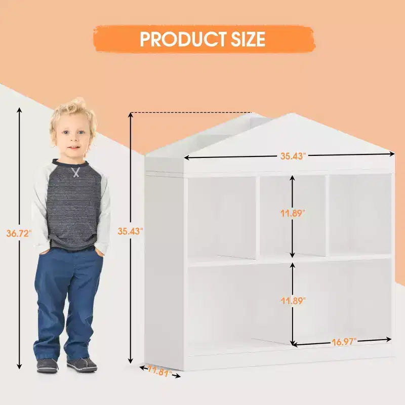 Organizador de almacenamiento de juguetes para niños de 5 compartimentos - Estantería de madera blanca para sala de juegos, cuarto de bebé y dormitorio infantil