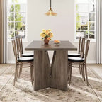 Mesa de comedor rectangular de 71 pulgadas para 6 personas, mesa de cocina rústica estilo granja con patas resistentes