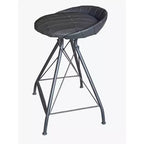 HomeRoots 24 Gray Leather and Iron Low Back Counter Height Swivel Bar Chair