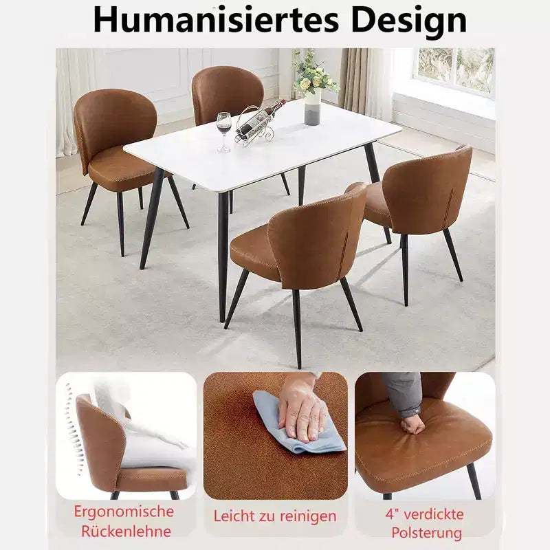 Juego de 2 sillas de comedor, sillas de cocina modernas, sillas laterales decorativas sin brazos tapizadas en piel sintética