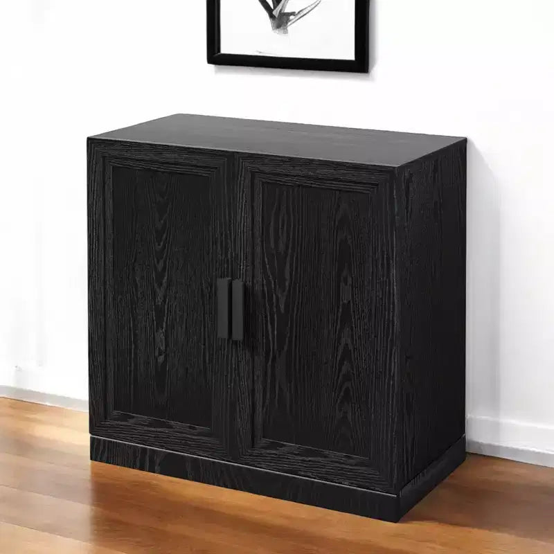 HomeRoots 31 mueble decorativo negro texturizado para puerta con tres estantes