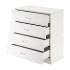 Karl Home Cómoda blanca de 4 cajones de aglomerado de 66 cm de ancho