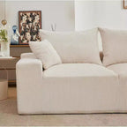Sofá seccional extragrande en forma de L de 279 cm, sofá seccional Cloud con chaise longue y cojines, sofá de espuma sin estructura de pana suave para salas de estar, apartamentos, dormitorios