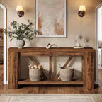 Mesa consola larga Lantine de 70.9 pulgadas, mesa de sofá de 2 niveles estilo rústico para detrás del sofá, consola de entrada grande con almacenamiento para pasillo, vestíbulo