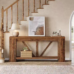Mesa consola larga Lantine de 70.9 pulgadas, mesa de sofá de 2 niveles estilo rústico para detrás del sofá, consola de entrada grande con almacenamiento para pasillo, vestíbulo