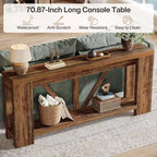 Mesa consola larga Lantine de 70.9 pulgadas, mesa de sofá de 2 niveles estilo rústico para detrás del sofá, consola de entrada grande con almacenamiento para pasillo, vestíbulo