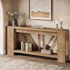 Mesa consola larga Lantine de 70.9 pulgadas, mesa de sofá de 2 niveles estilo rústico para detrás del sofá, consola de entrada grande con almacenamiento para pasillo, vestíbulo