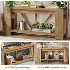 Mesa consola larga Lantine de 70.9 pulgadas, mesa de sofá de 2 niveles estilo rústico para detrás del sofá, consola de entrada grande con almacenamiento para pasillo, vestíbulo
