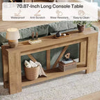 Mesa consola larga Lantine de 70.9 pulgadas, mesa de sofá de 2 niveles estilo rústico para detrás del sofá, consola de entrada grande con almacenamiento para pasillo, vestíbulo