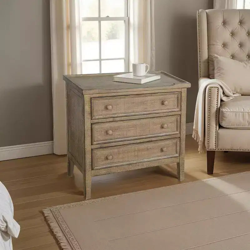 Mesa Auxiliar Royal Hampton 28 | 3 cajones con tiradores redondos | Madera de Caoba