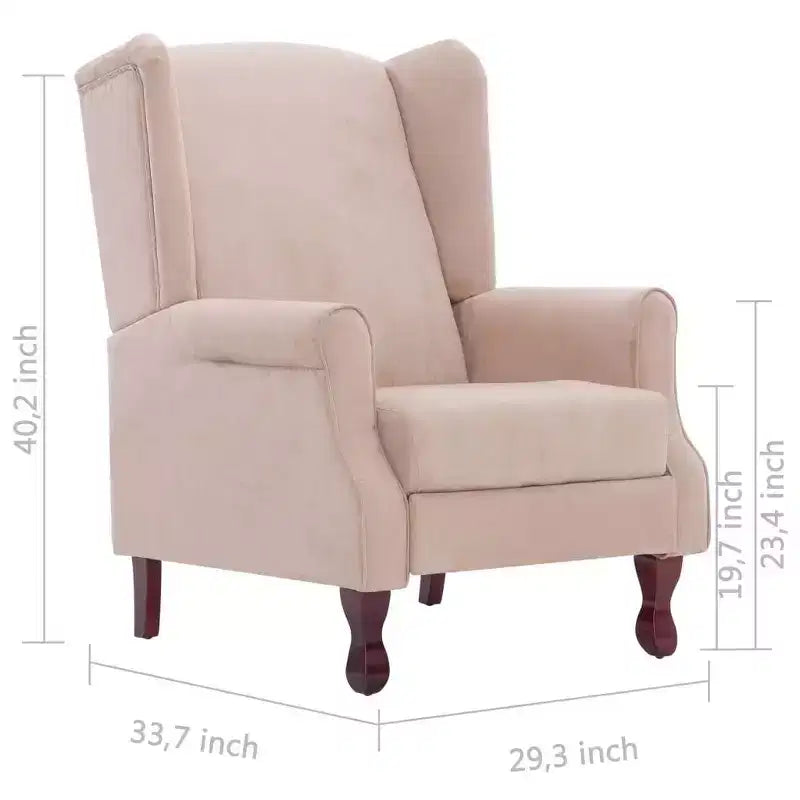 VidaXL Sillón Reclinable en Tela Crema - Cómodo Sillón Reclinable Ajustable con Suave Acolchado de Esponja y Patas de Madera Robustas para Salón - Blanco