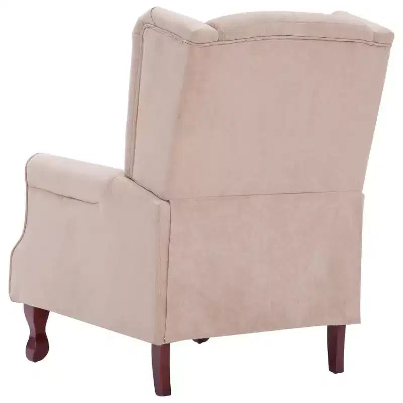 VidaXL Sillón Reclinable en Tela Crema - Cómodo Sillón Reclinable Ajustable con Suave Acolchado de Esponja y Patas de Madera Robustas para Salón - Blanco