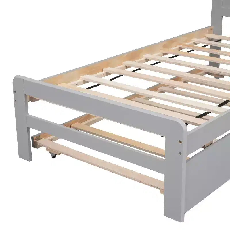 Base de Cama Plataforma Okak Twin Moderna con Cama Nido y 2 Cajones de Almacenamiento Estructura de Cama de Madera Robusta Sin Ruido No Requiere Resortes Fácil de Montar