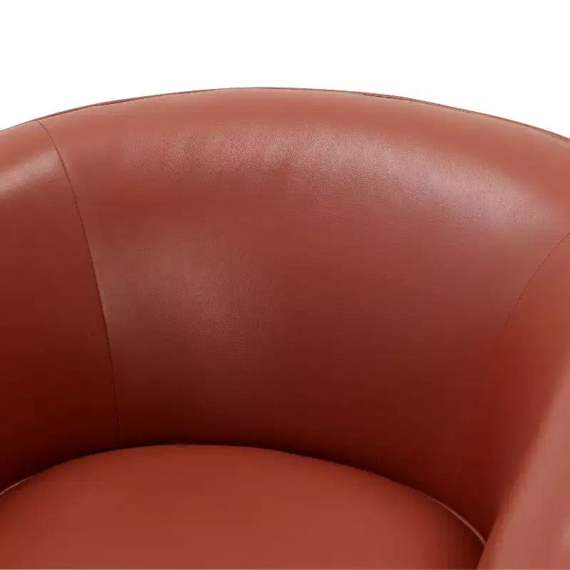 Sillón giratorio de 360 grados de cuero flor moderno Okak con cojín suave, sillón con base de madera para sala de estar, oficina, dormitorio