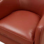 Sillón giratorio de 360 grados de cuero flor moderno Okak con cojín suave, sillón con base de madera para sala de estar, oficina, dormitorio