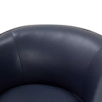 Sillón giratorio de 360 grados de cuero flor moderno Okak con cojín suave, sillón con base de madera para sala de estar, oficina, dormitorio
