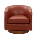 Sillón giratorio de 360 grados de cuero flor moderno Okak con cojín suave, sillón con base de madera para sala de estar, oficina, dormitorio