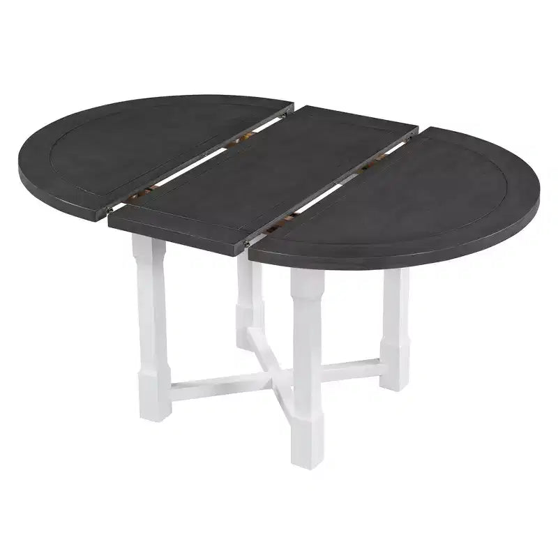 Mesa de cocina estilo casa de campo Merax con extensión extraíble y sillas tapizadas