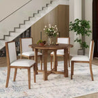 Mesa de cocina estilo casa de campo Merax con extensión extraíble y sillas tapizadas