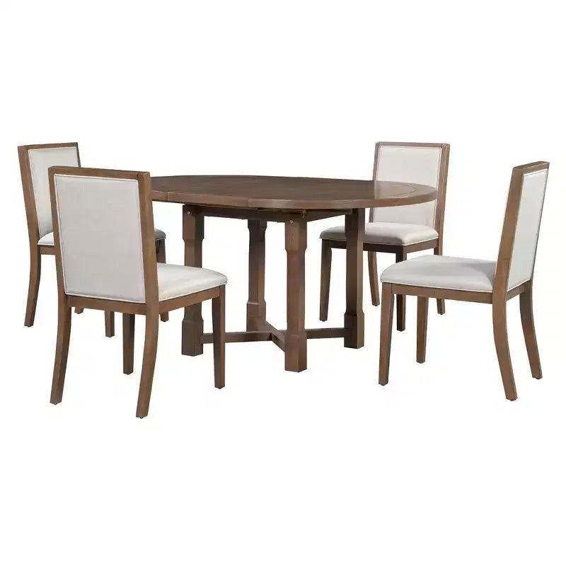 Mesa de cocina estilo casa de campo Merax con extensión extraíble y sillas tapizadas