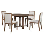 Mesa de cocina estilo casa de campo Merax con extensión extraíble y sillas tapizadas