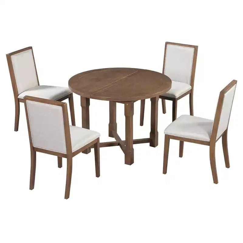Mesa de cocina estilo casa de campo Merax con extensión extraíble y sillas tapizadas