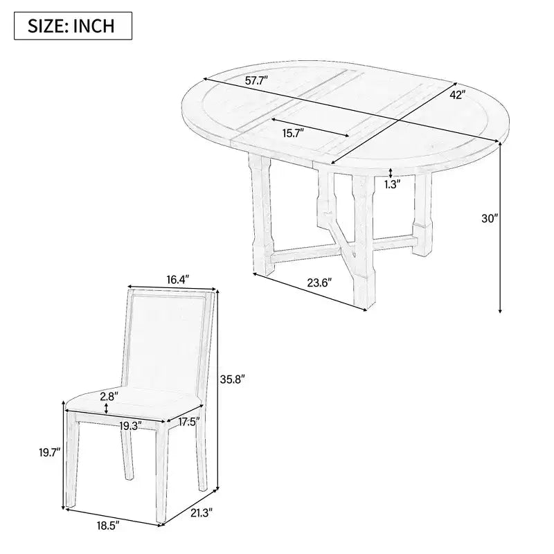 Mesa de cocina estilo casa de campo Merax con extensión extraíble y sillas tapizadas