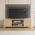 Mueble para TV Garvee 70 con almacenamiento, puerta estriada y tirador dorado, mueble de TV de madera para sala de estar, dormitorio