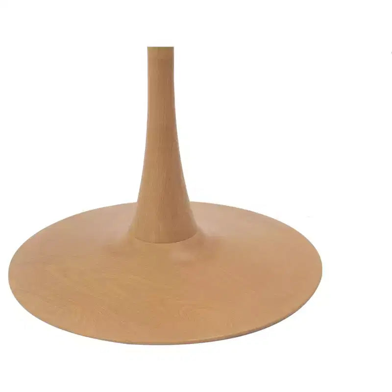 LeisureMod Bristol Mesa de Comedor Redonda Moderna de 35'' con Tapa Duradera de MDF y Base de Acero Natural con Transferencia de Madera para Cocina, Comedor o Cafeterías