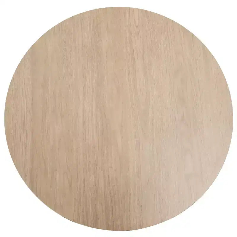 LeisureMod Bristol Mesa de Comedor Redonda Moderna de 35'' con Tapa Duradera de MDF y Base de Acero Natural con Transferencia de Madera para Cocina, Comedor o Cafeterías