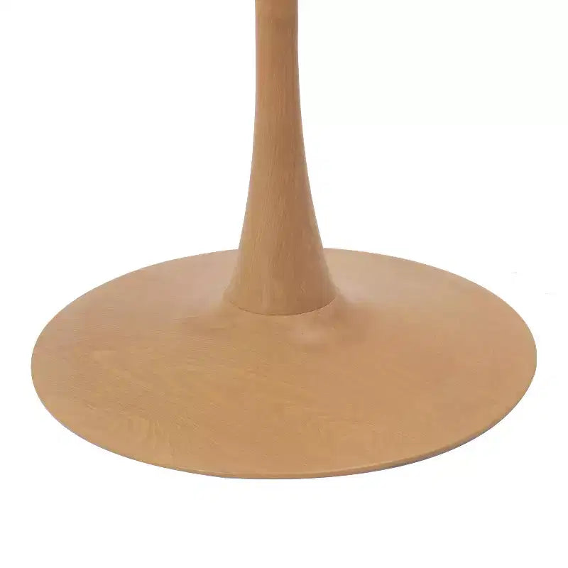 LeisureMod Bristol Mesa de Comedor Redonda Moderna de 35'' con Tapa Duradera de MDF y Base de Acero Natural con Transferencia de Madera para Cocina, Comedor o Cafeterías