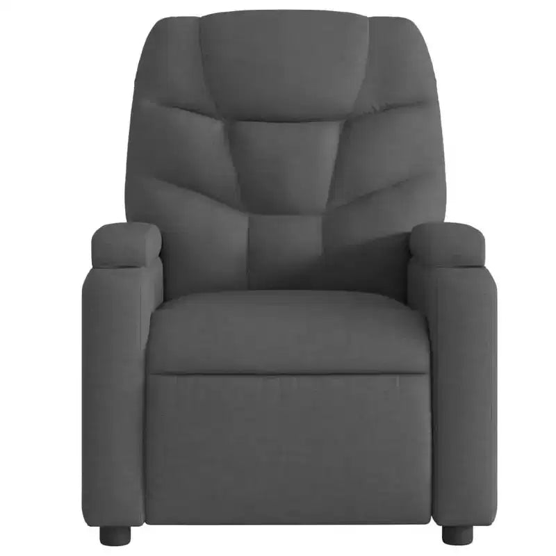 vidaXL Sillón reclinable de tela gris oscuro - 6 puntos de masaje vibratorio, respaldo y reposapiés ajustables - Gris