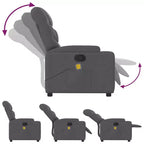 vidaXL Sillón reclinable de tela gris oscuro - 6 puntos de masaje vibratorio, respaldo y reposapiés ajustables - Gris