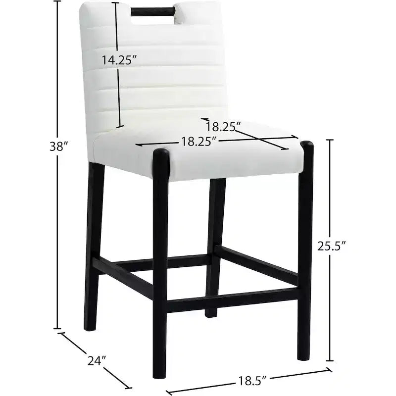 Meridian Furniture, Taburete de mostrador Aimee de piel vegana color crema