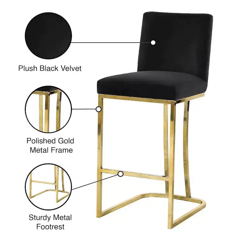 Meridian Furniture, Taburete Heidi de terciopelo negro