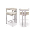 Meridian Furniture,Marcello Beige Velvet Counter Stool, Set of 2