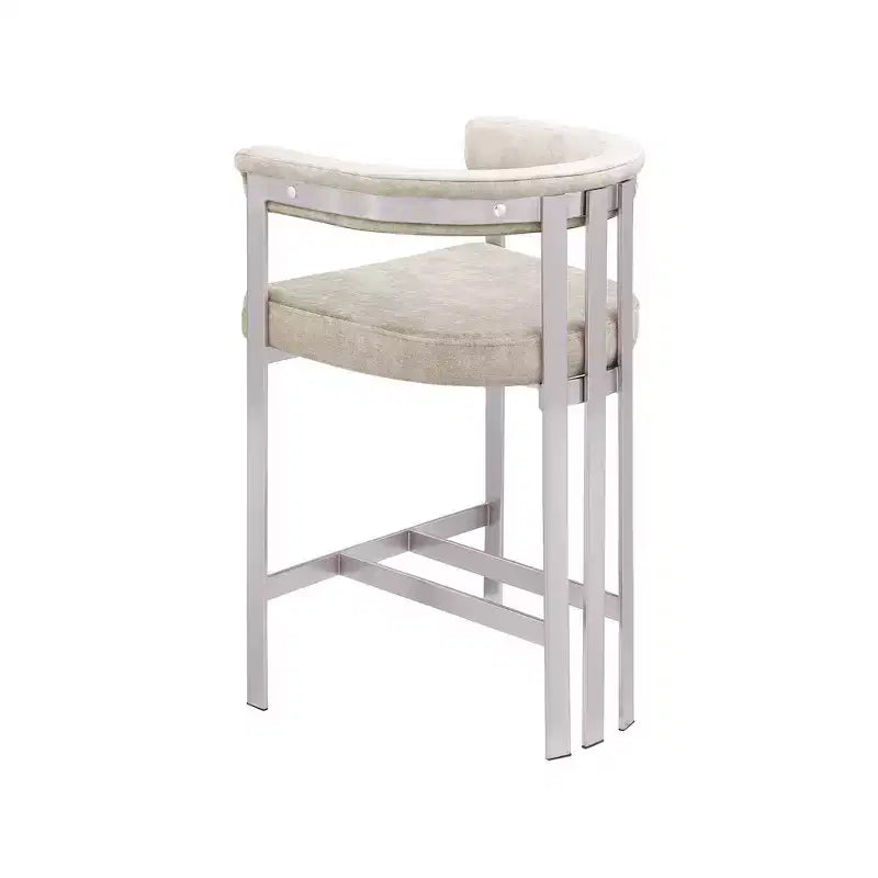 Meridian Furniture, Taburete de mostrador Marcello de terciopelo beige, juego de 2